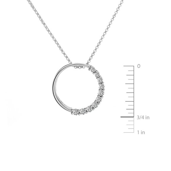 0.50 Carat Diamond Circle Pendant With Chain - Picture 3 of 3